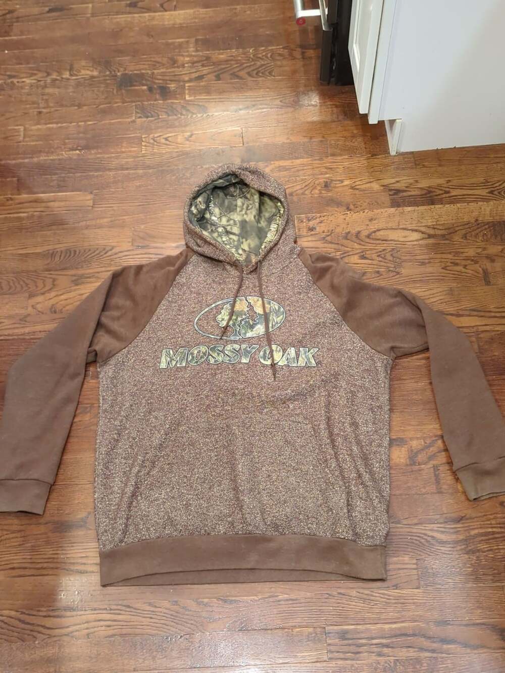 Mossy Oak Hoodie Size L Brown Camo Pullover Fleece Sweatshirt
